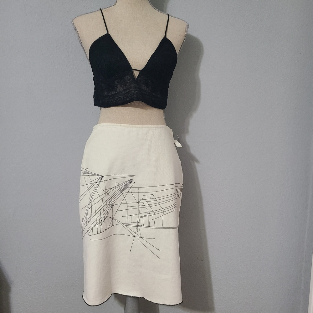Free People Vintage Y2K A Line Skirt Geometric Design‎ Size 7